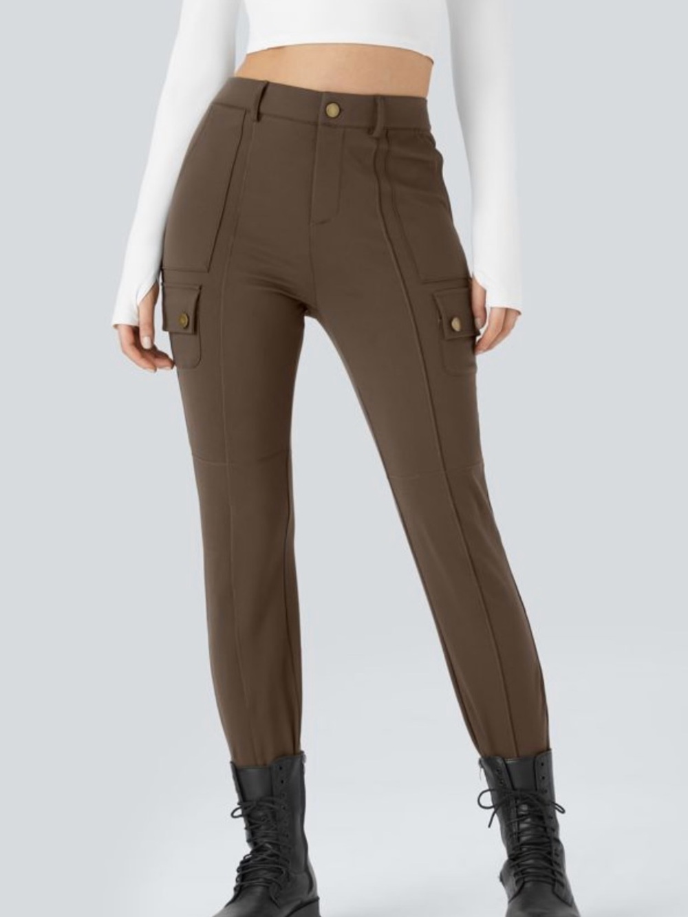 Halara NWT DayStretch High Waisted Zipper Pockets Solid Skinny Cargo Pants Small